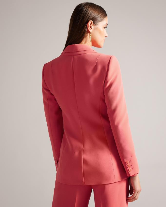 Blazer Ted Baker Single Breasted Doubled Collar Corail Femme | ONQ-20482107